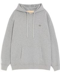 Valentino - Logo-Embroidered Drawstring Hoodie - Lyst