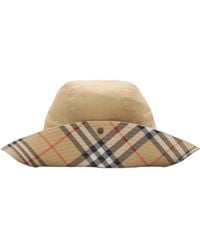 Burberry - Check Brim Gabardine Bucket Hat - Lyst