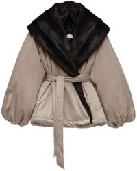 Magda Butrym - Belted Faux Fur Collar Jacket - Lyst