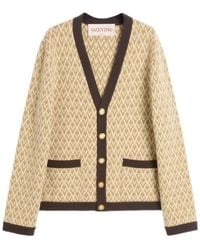 Valentino - Toute La V Patterned Straight Hem Cardigan - Lyst