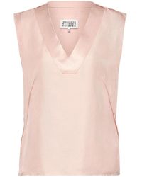 Maison Margiela - Silk V-Neck Top - Lyst