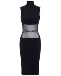 Elisabetta Franchi - High-Neck Sleeveless Knit Dress - Lyst