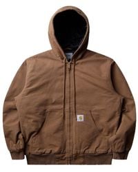 Carhartt - Logo Label Zipped Drawstring Hoodie - Lyst