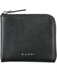 Marni - Solid Color Leather Card Holder - Lyst