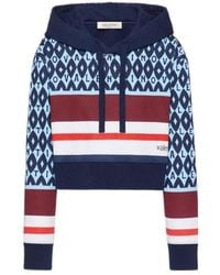 Valentino - Logo-Print Striped Hoodie - Lyst