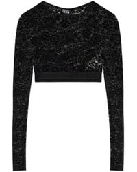 Versace Jeans Couture - Couture Long Sleeved Floral-Lace Cropped Top - Lyst