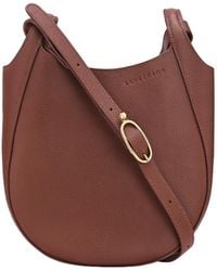 Longchamp - Small Le Foulonné Grained-Leather Crossbody Bag - Lyst