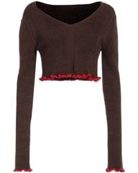 Jacquemus - Solid-Colored V-Neck Cropped Knit Top - Lyst