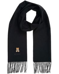 Moschino - Logo-Embroidered Fringed Scarf - Lyst