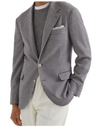 Brunello Cucinelli - Houndstooth Single-Breasted Blazer - Lyst