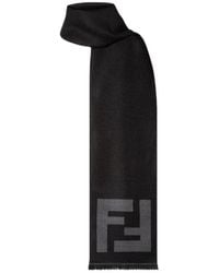 Fendi - Ff Motif Fringed Scarf - Lyst