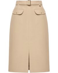 Moncler - Belted Knee-Length Cotton Skirt - Lyst
