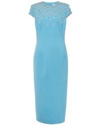 Oscar de la Renta - Crystal-Embellished Wool-Blend Midi Dress - Lyst