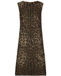 Dolce & Gabbana - Leopard Jacquard Midi Dress - Lyst