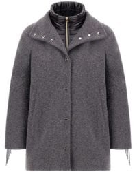 Herno - Fringe-Trimmed High Collar Coat - Lyst