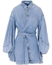 Zimmermann - Rebellion Denim Wrap Mini Dress - Lyst