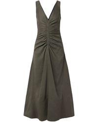 Proenza Schouler - Remi Ruched Organic Linen-Blend Twill Maxi Dress - Lyst