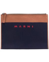 Marni - Logo-Embroidered Zip Clutch Bag - Lyst