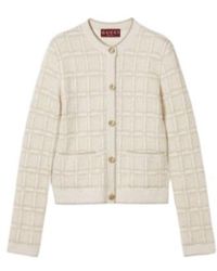Gucci - Lamé Check Jacquard Cardigan - Lyst