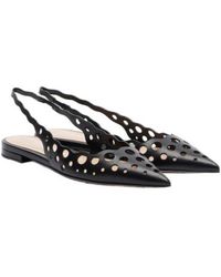 Gianvito Rossi - Cutout Leather Slingback Flats - Lyst