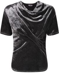 Giorgio Armani - Draped Velvet Short-Sleeve Top - Lyst
