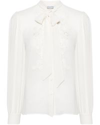Self-Portrait - Floral-Embroidery Chiffon Blouse - Lyst