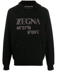 ZEGNA - Logo Long-Sleeved Printed Hooded Sweater - Lyst