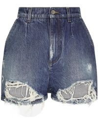 Dolce & Gabbana - High Waisted Denim Shorts - Lyst