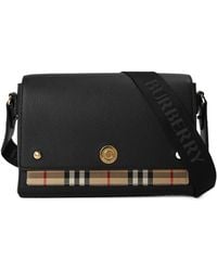 Burberry - Check Cotton Top Handle Note Bag - Lyst