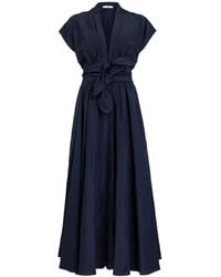 Alaïa - Linen-Blend Knot Midi Dress - Lyst