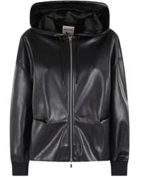 Semicouture - Faux Leather Hooded Jacket - Lyst