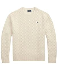 Polo Ralph Lauren - Logo Embroidered Cable-Knitted Jumper - Lyst
