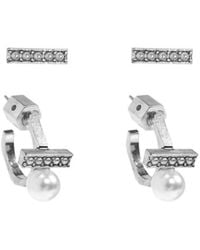 AllSaints - Glass Pearl Bar Earrings - Lyst