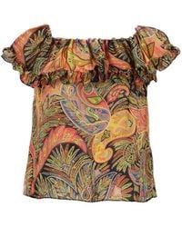 Etro - Ruffled Paisley-Print Top - Lyst