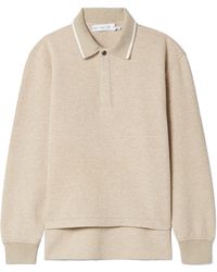 Proenza Schouler - Genevieve Striped Cotton-Blend Cloqué Polo Shirt - Lyst