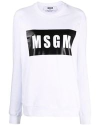 MSGM - Logo-Print Crew Neck Sweatshirt - Lyst