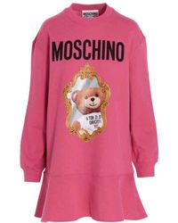 Moschino - Teddy Bear-Print Sweatshirt Dress - Lyst