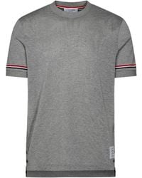 Thom Browne - Stripe Detailed Crewneck T-Shirt - Lyst