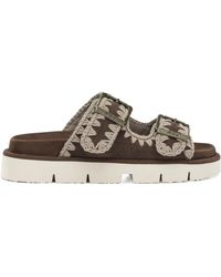 Mou - Round-Toe Flat Sandals - Lyst