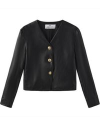 Marissa Chiara - V-Neck Leather Jacket - Lyst