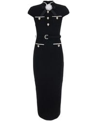 Self-Portrait - Floral Detailed Belted Embellished Fitted Dress - Lyst