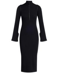 Moncler - Half-Zip Ribbed-Knit Midi Dress - Lyst