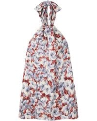 Posse - Luna Pleated Floral-Print Linen Halterneck Mini Dress - Lyst