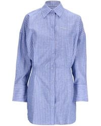 WRSTBHVR - Pinstripe-Pattern Mini Shirt Dress - Lyst