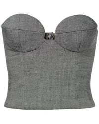 Magda Butrym - Herringbone Wool-Blend Bustier Top - Lyst