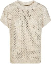 Herno - Open-Stitch Crewneck Knitted Top - Lyst