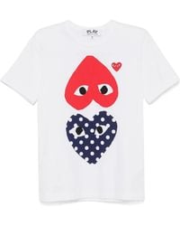 Comme des Garçons - Heart-Print Cotton T-Shirt - Lyst