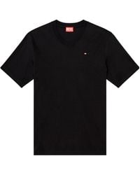 DIESEL - Logo-Embroidered V-Neck Cotton T-Shirt - Lyst