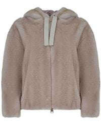 Herno - Faux Fur Zip Hooded Jacket - Lyst