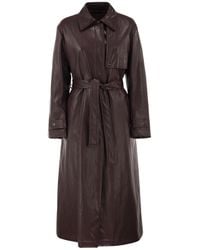 Herno - Long Belted Leather-Effect Coat - Lyst